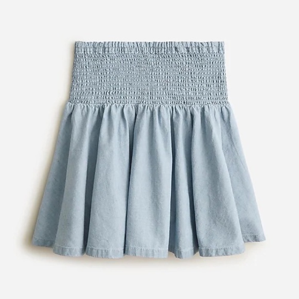 NWT J. Crew Chambray Smocked Mini Skirt Size XL
